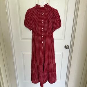 DÔEN Red Plaid Haleigh Dress